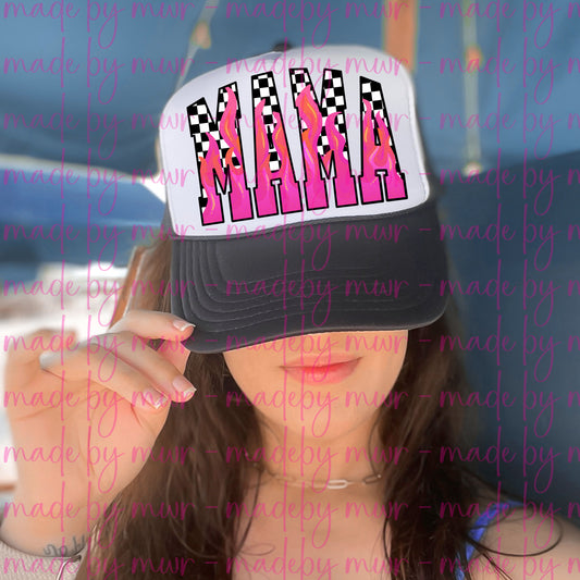 Mama Flame Checkered Trucker Hat