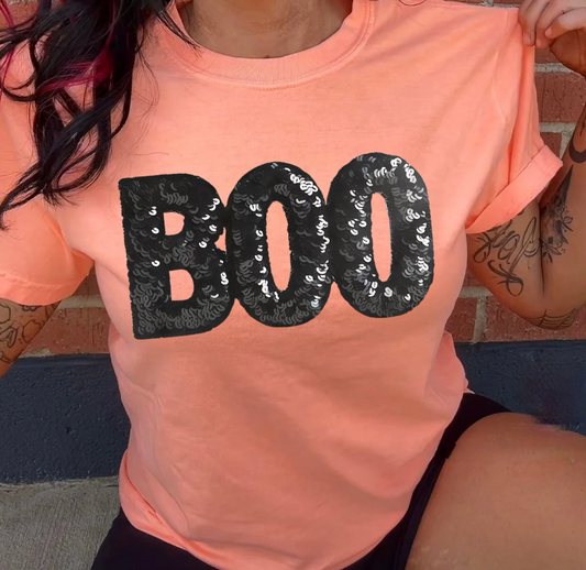 Faux Sequin Boo Tshirt