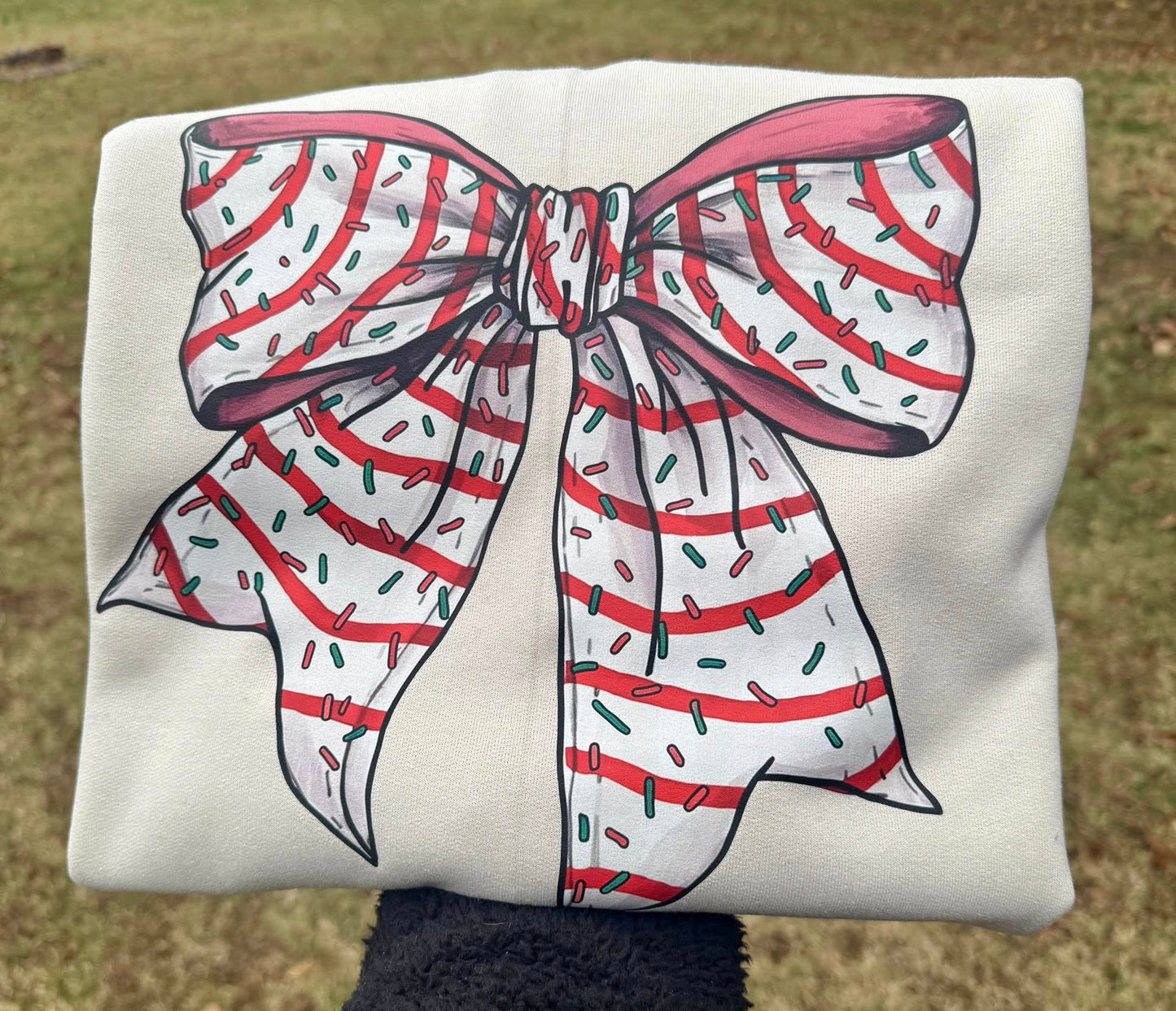 Christmas Cake Bow Graphic Top