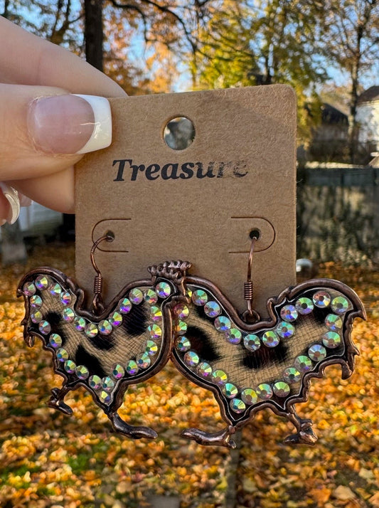 Chicken Cheetah AB Earrings