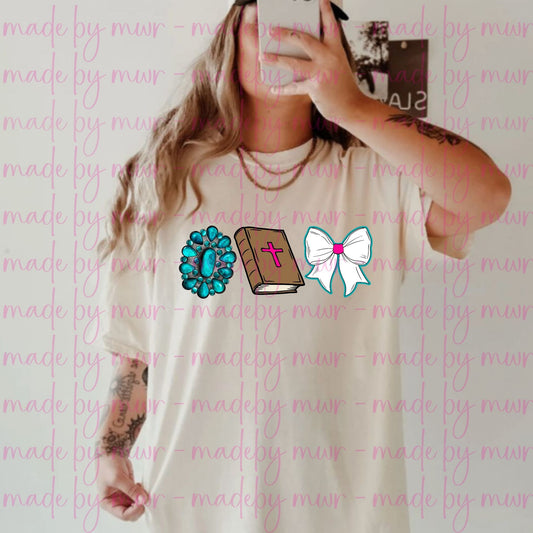 Turquoise Bible Bow Tee